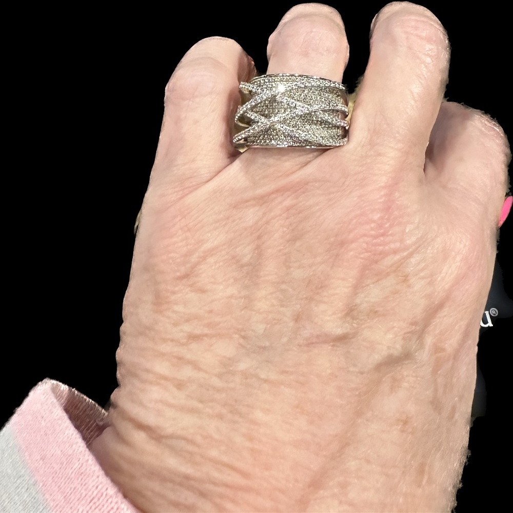 Lafonn Sterling Silver Wide Band Ring - retired - size 8